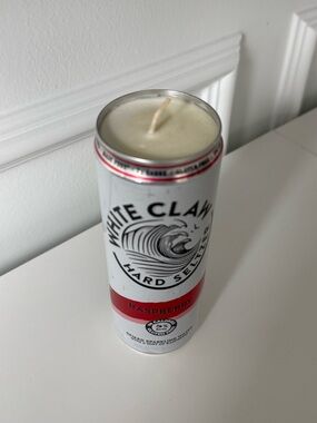 White Claw Raspberry Candle - White with Red Accent